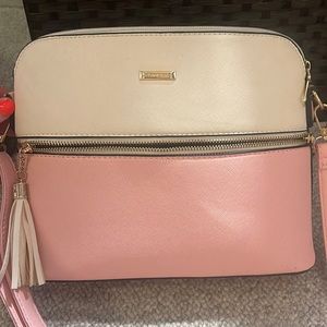 Elim & Paul pink and white crossbody purse